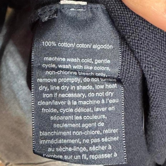 Tommy Hilfiger Navy Blue White Polka Dot V Neck 100% Cotton Sweater Size Large - Picture 6 of 6